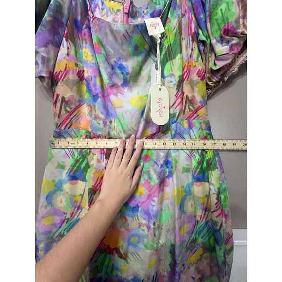 NWT Plenty by Tracy Reese Puff-Sleeve Floral Anthropologie Midi Dress Women's L - Picture 8 of 14